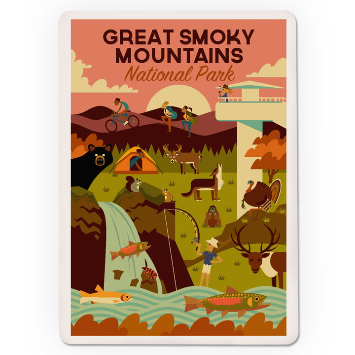 Playing Cards, Great Smoky Mountains National Park, Tennessee, Geometric National Park Series, 52 Card Deck with Jokers in Box, Unique Art