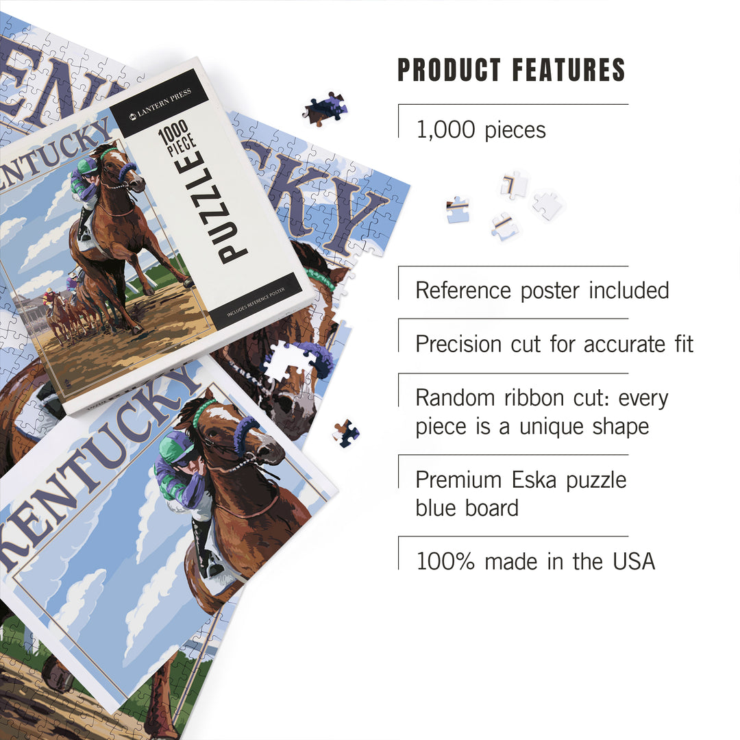 Kentucky, Horse Racing Track Scene, Jigsaw Puzzle