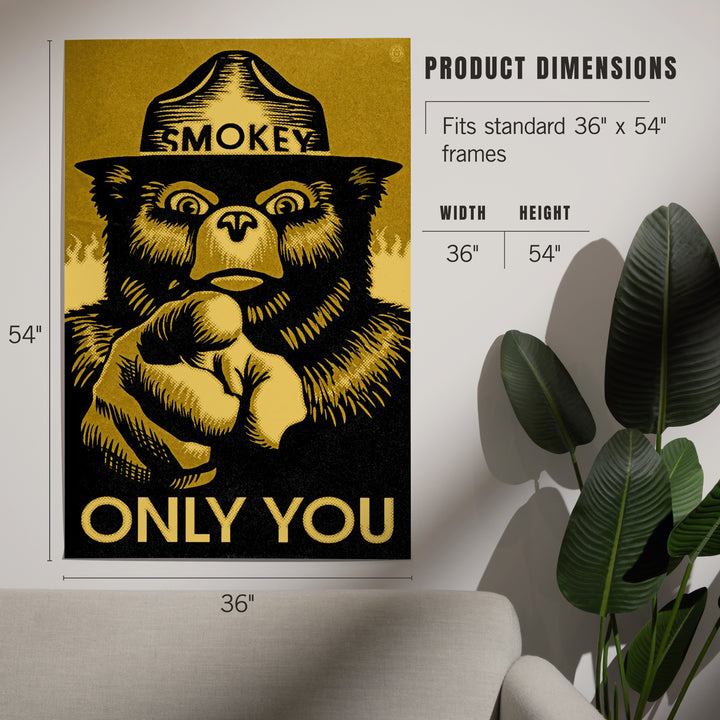 Smokey Bear, Only You, Halftone Yellow, Officially Licensed, Art & Giclee Prints