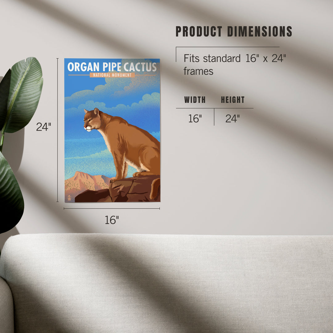 Organ Pipe Cactus National Monument, Arizona, Mountain Lion, Lithograph, Art & Giclee Prints