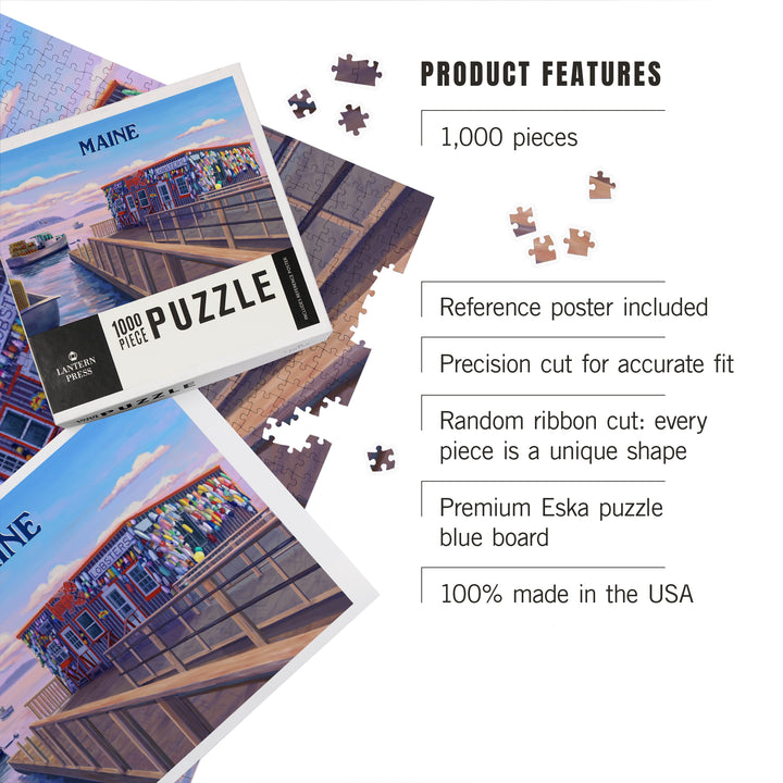 Maine, Oil Painting, Looking Out Onto Harbor, 1000 Piece Jigsaw Puzzle