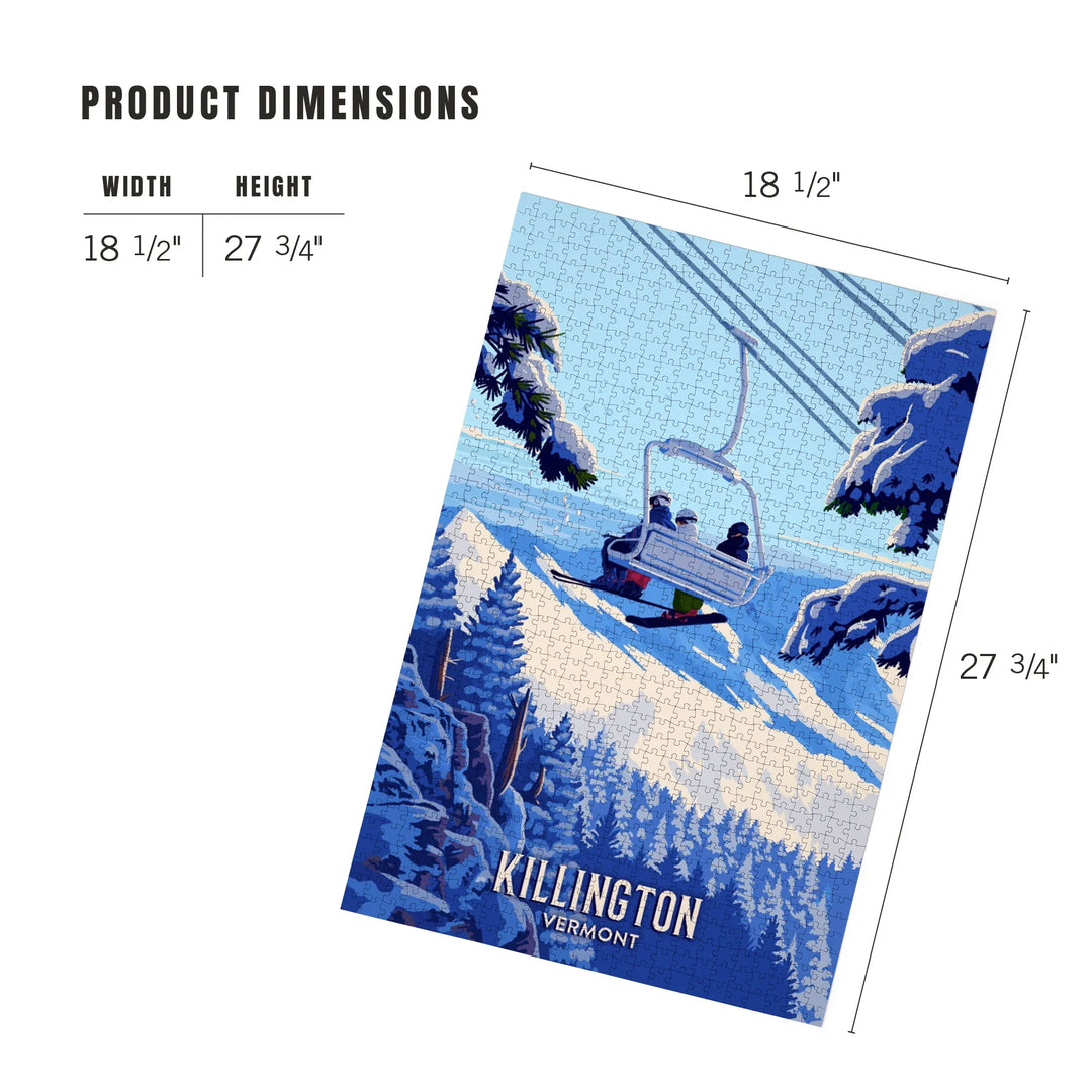 Killington, Vermont, Painterly, Ski Lift Above The Trees, 1000 Piece Jigsaw Puzzle