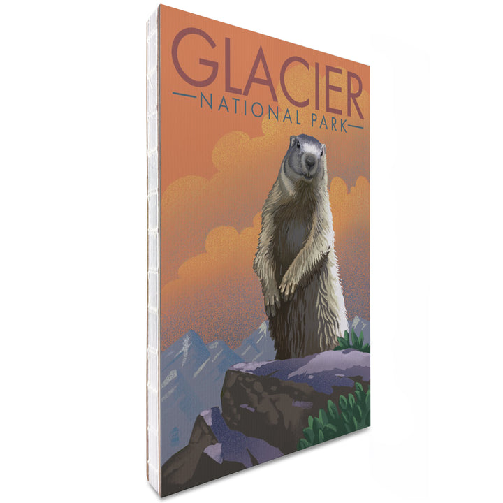 Lined 6x9 Journal, Glacier National Park, Montana, Marmot, Lithograph, Lay Flat, 193 Pages, FSC paper