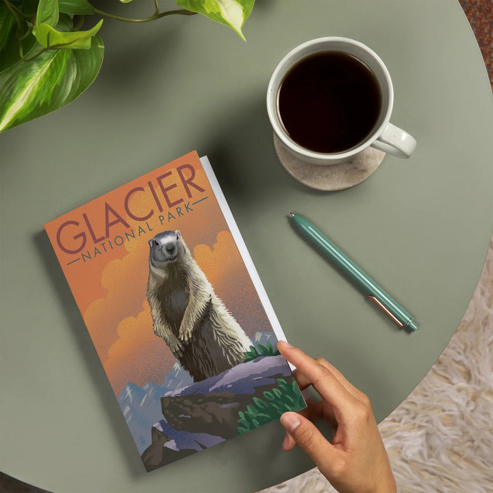 Lined 6x9 Journal, Glacier National Park, Montana, Marmot, Lithograph, Lay Flat, 193 Pages, FSC paper
