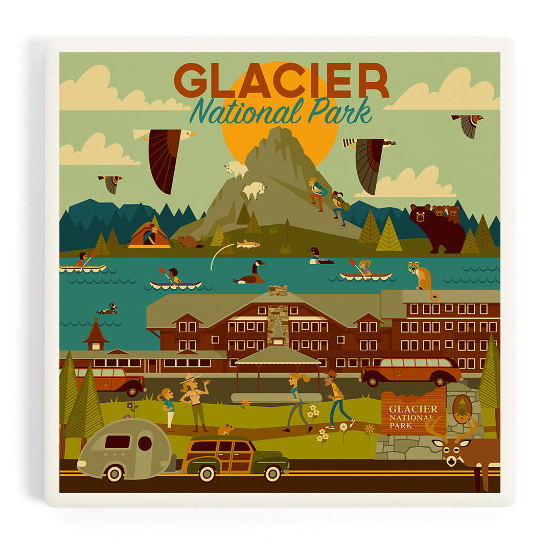 Glacier National Park, Montana, Geometric National Park Series, Coasters
