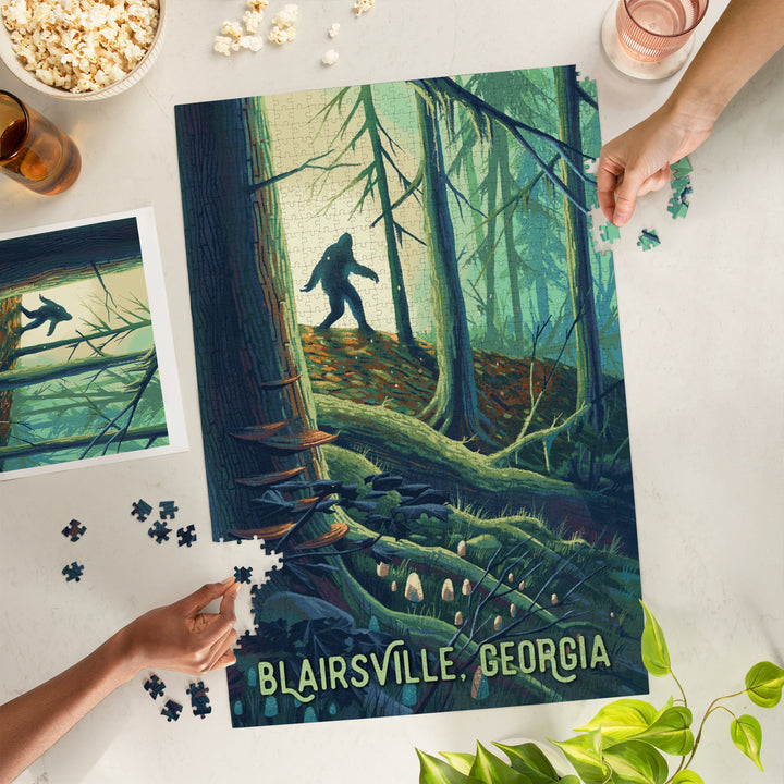 Blairsville, Georgia, Wanderer, Bigfoot in Forest, Jigsaw Puzzle