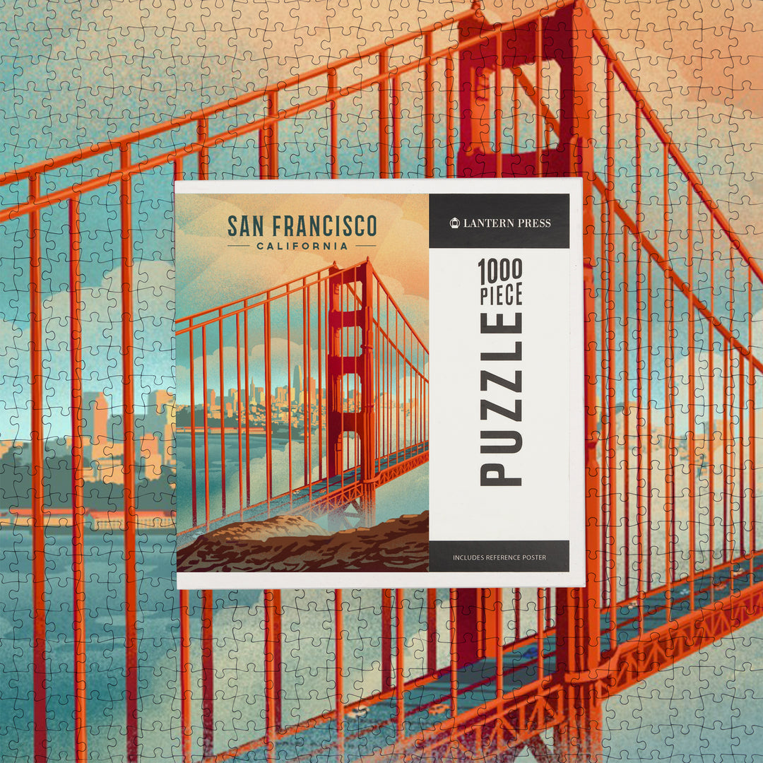 San Francisco, California, Lithograph, City Series, Jigsaw Puzzle
