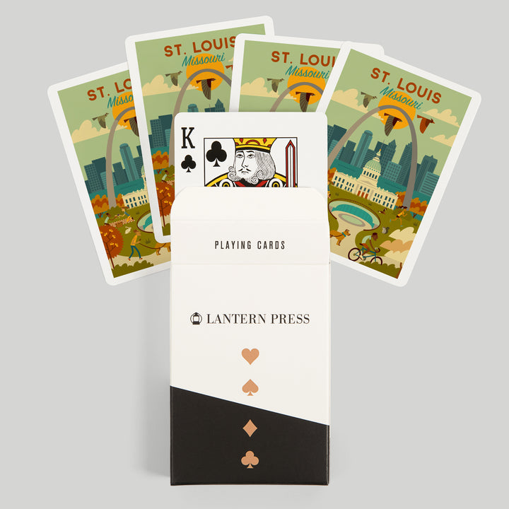 Playing Cards, St. Louis, Missouri, Geometric National Park Series, 52 Card Deck with Jokers in Box, Unique Art