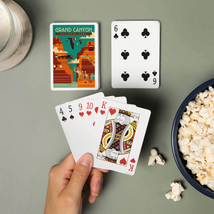 Playing Cards, Grand Canyon National Park, Arizona, Geometric, Simple Day Scene, 52 Card Deck with Jokers in Box, Unique Art