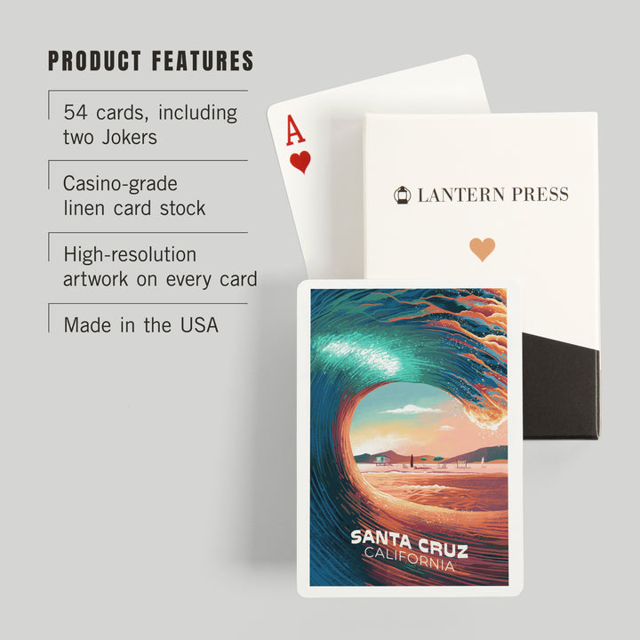 Playing Cards, Santa Cruz, California, Epic Wave, 52 Card Deck with Jokers in Box, Unique Art