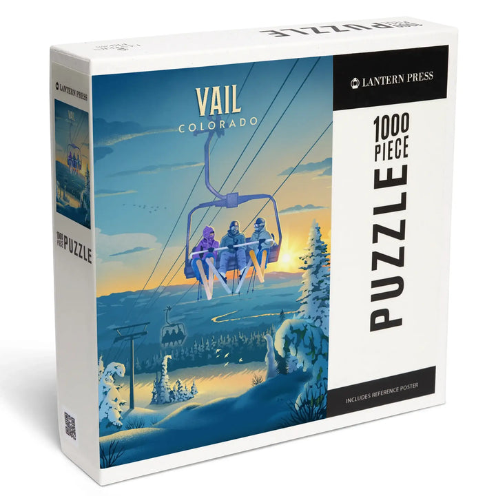 Vail, Colorado, Lithograph, Chairlift, Jigsaw Puzzle
