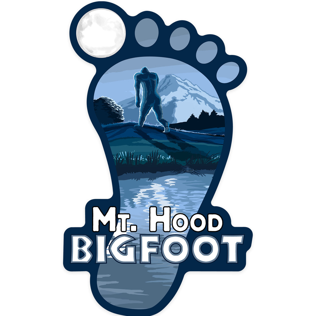 Mt. Hood, Oregon, Bigfoot and Mountain, Contour, Vinyl Sticker