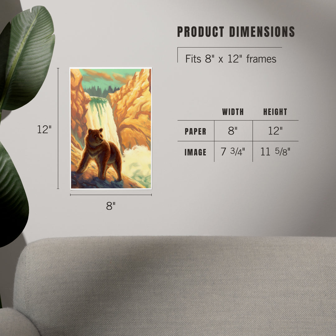 Bear, Falls, Oil Painting, Art & Giclee Prints