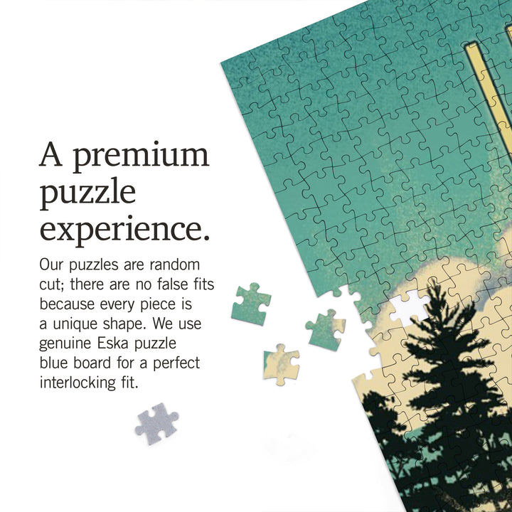 Idaho, Moose and Lake Lithograph, 1000 Piece Jigsaw Puzzle