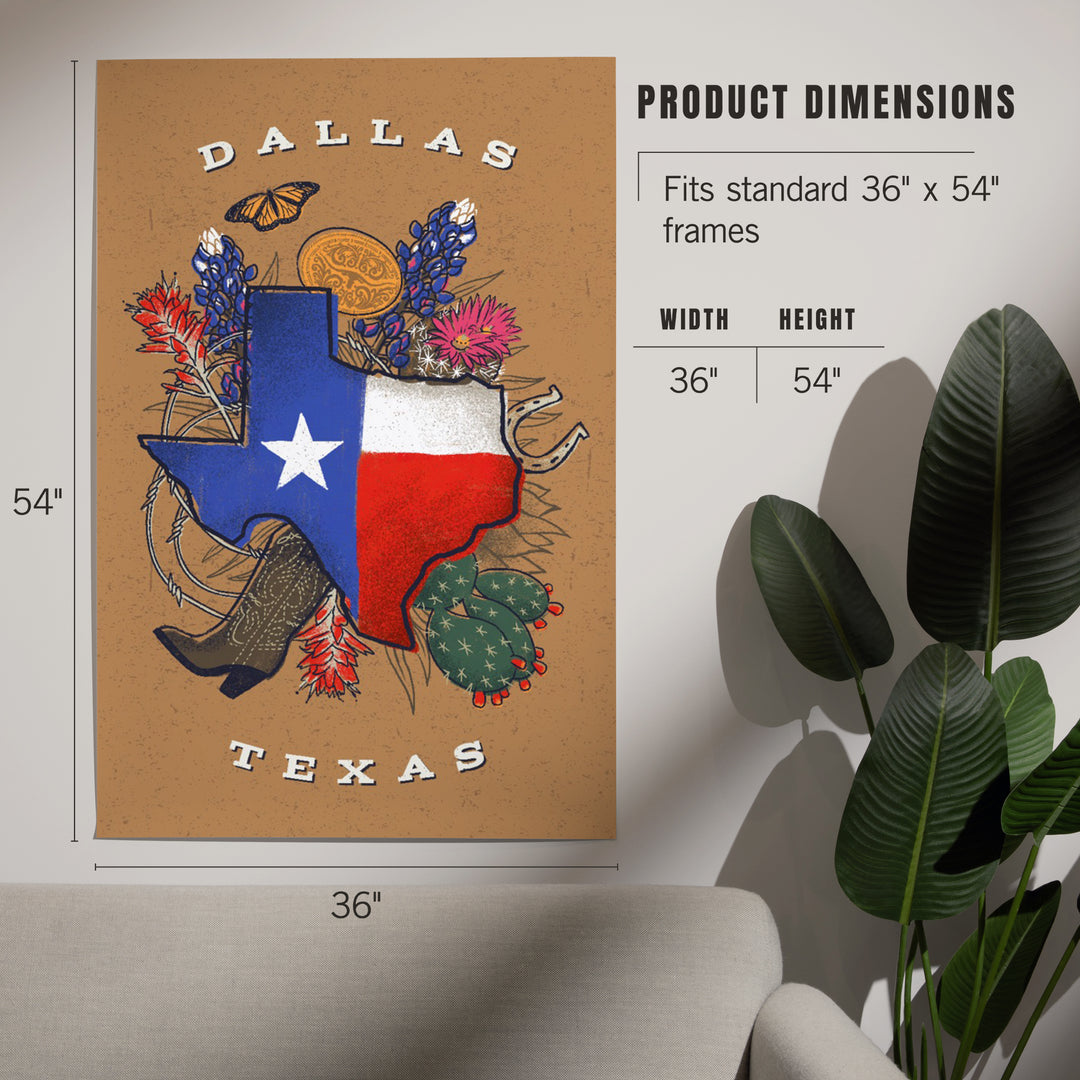 Dallas, Texas, State Treasure Trove, State Series, Art & Giclee Prints