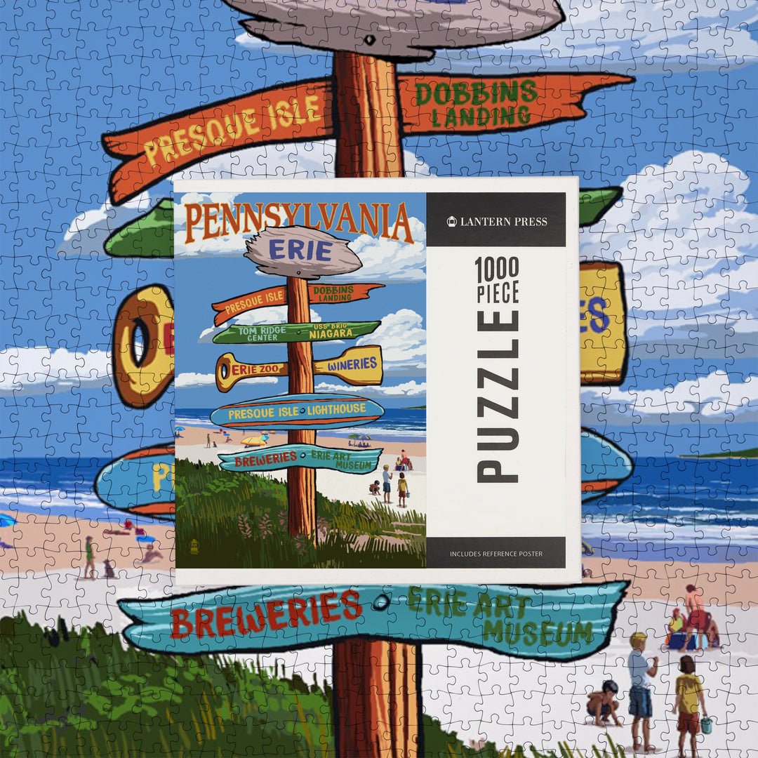 Erie, Pennsylvania, Destination Signpost, 1000 Piece Jigsaw Puzzle