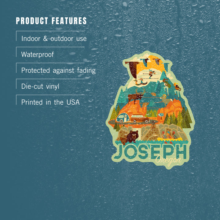 Joseph, Oregon, Geometric, Contour, Vinyl Sticker