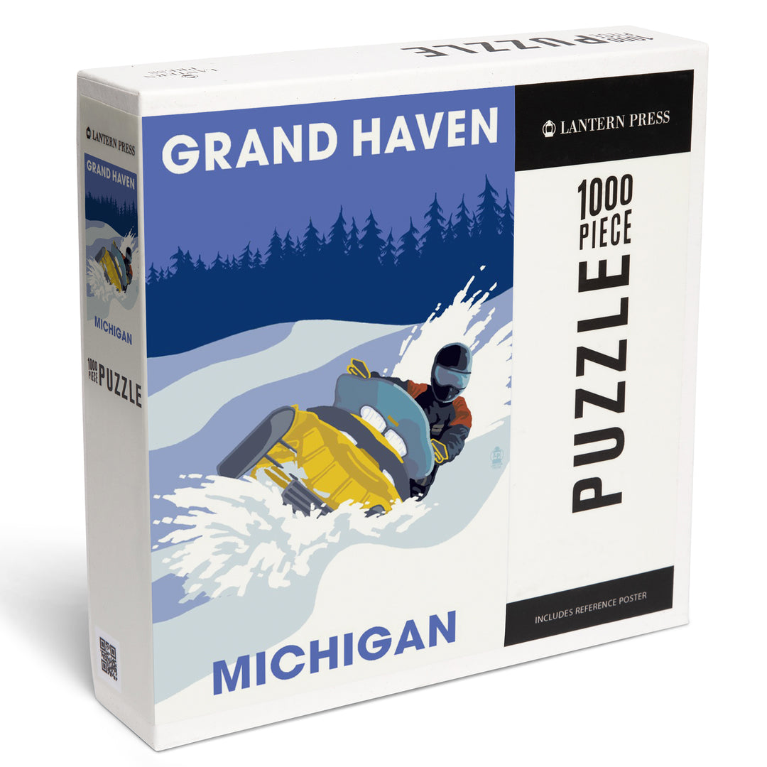 Grand Haven, Michigan, Snowmobile Scene, Jigsaw Puzzle