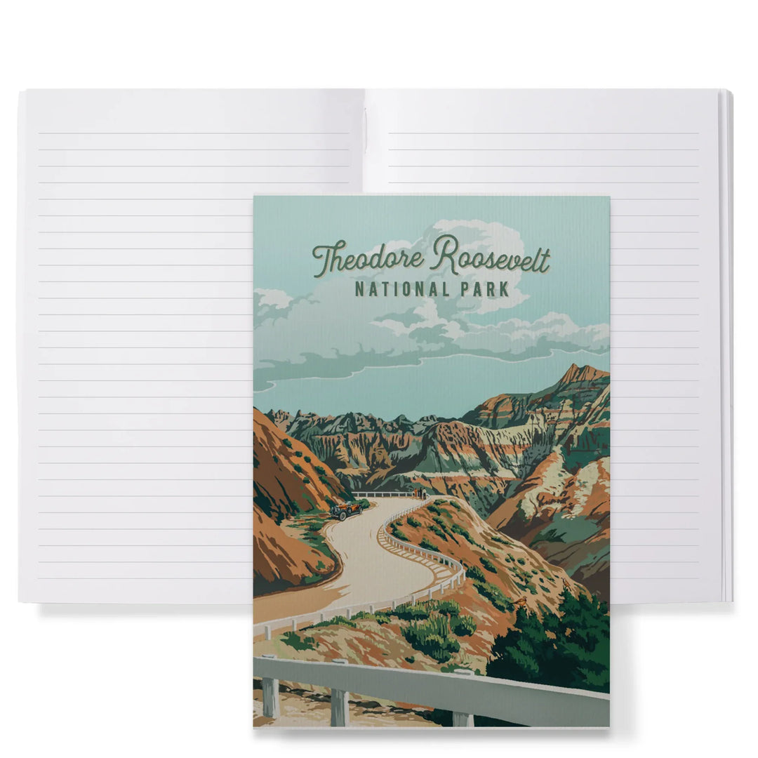 Lined 6x9 Journal, Theodore Roosevelt National Park, North Dakota, Painterly National Park Series, Lay Flat, 193 Pages, FSC paper