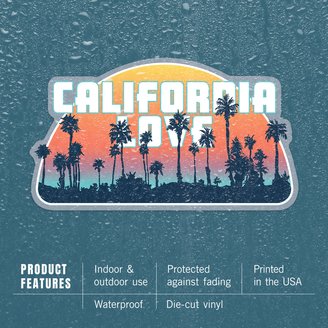 California Love, Palm Trees, Aqua Horizon, Contour, Vinyl Sticker