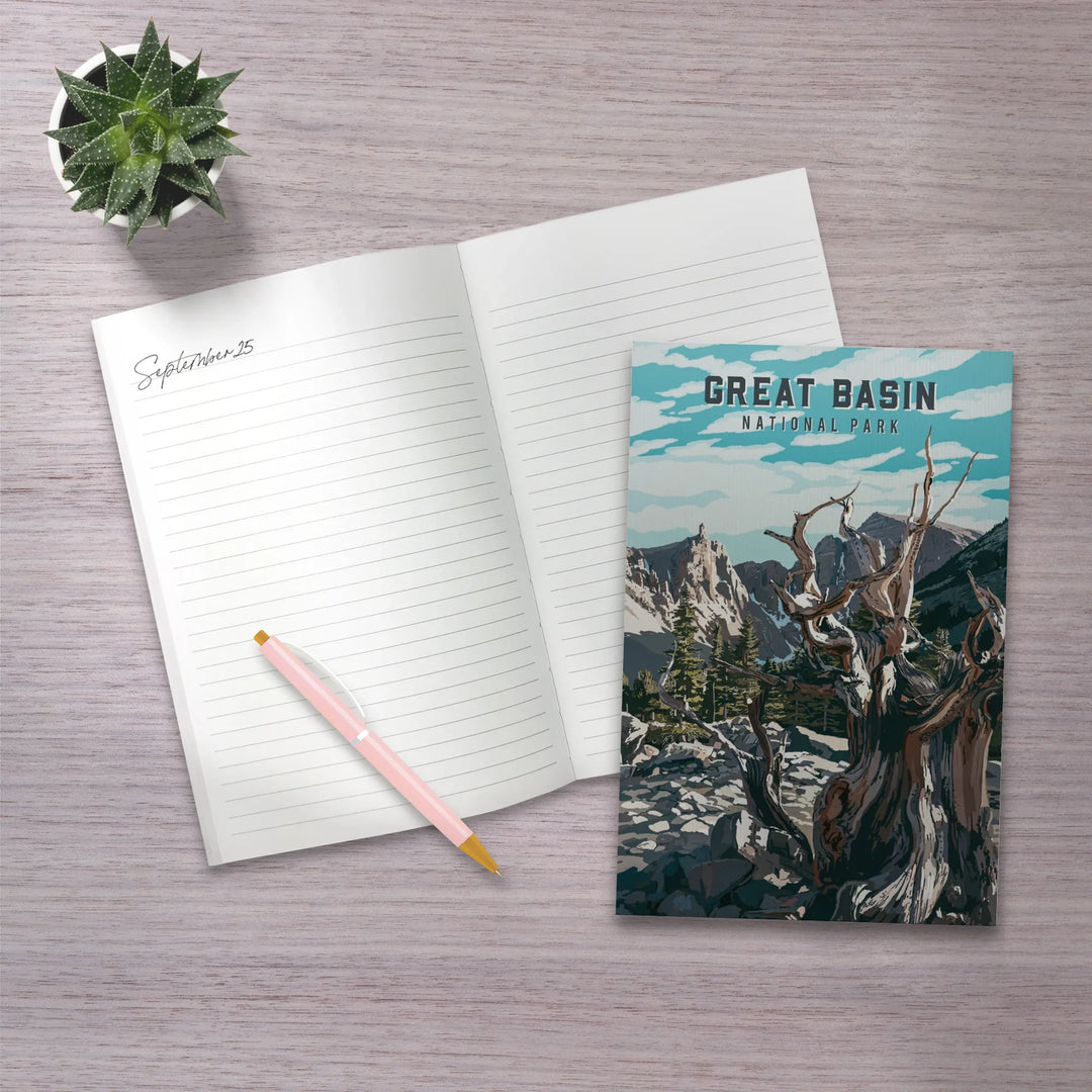 Lined 6x9 Journal, Great Basin National Park, Nevada, Painterly National Park Series, Lay Flat, 193 Pages, FSC paper
