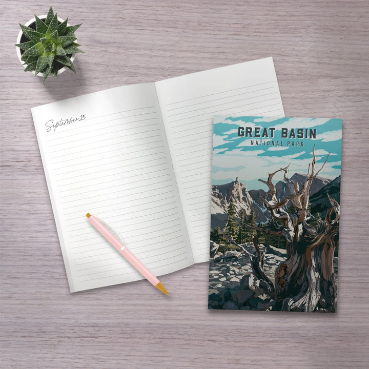 Lined 6x9 Journal, Great Basin National Park, Nevada, Painterly National Park Series, Lay Flat, 193 Pages, FSC paper