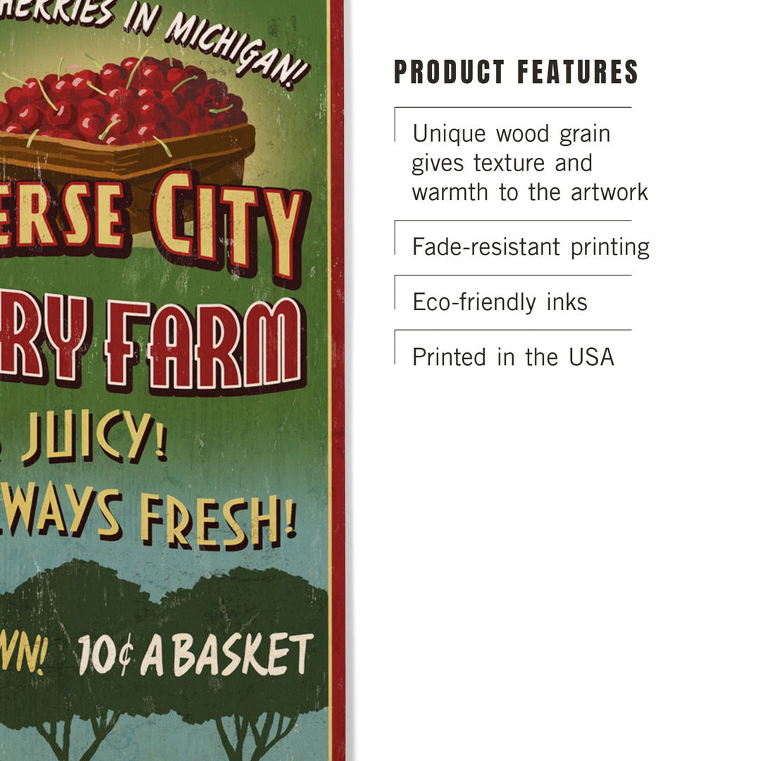 Traverse City, Michigan, Cherry Farm Vintage Sign, Wood Sign and Postcards