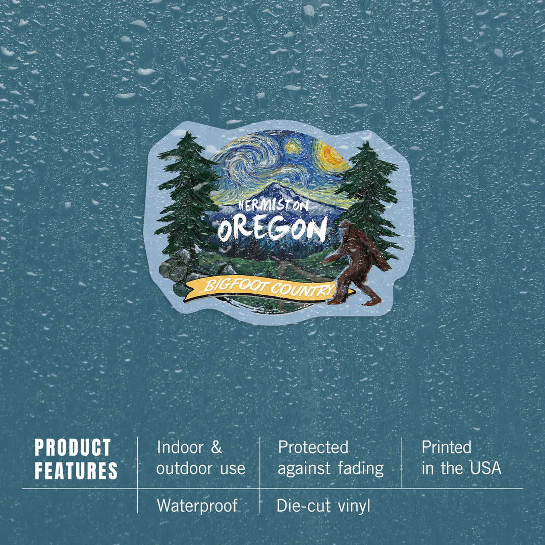 Hermiston, Oregon, Bigfoot Country, Starry Night, Contour, Vinyl Sticker