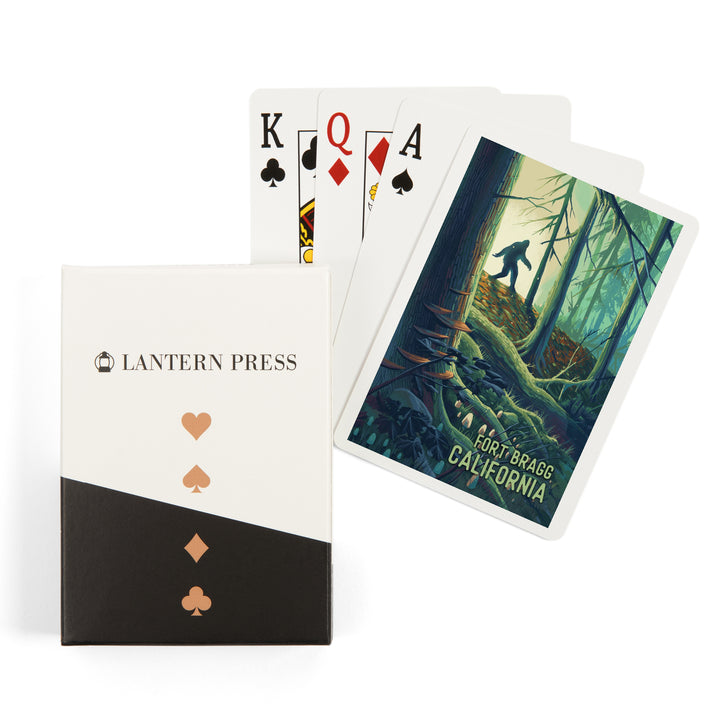 Playing Cards, Fort Bragg, California, Wanderer, Bigfoot in Forest, 52 Card Deck with Jokers in Box, Unique Art