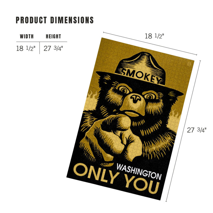 Washington, Smokey Bear, Only You, Halftone, Yellow, 1000 Piece Jigsaw Puzzle