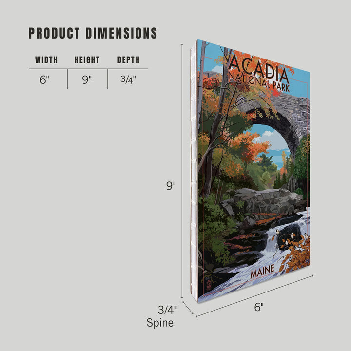 Lined 6x9 Journal, Acadia National Park, Maine, Stone Bridge, Lay Flat, 193 Pages, FSC paper