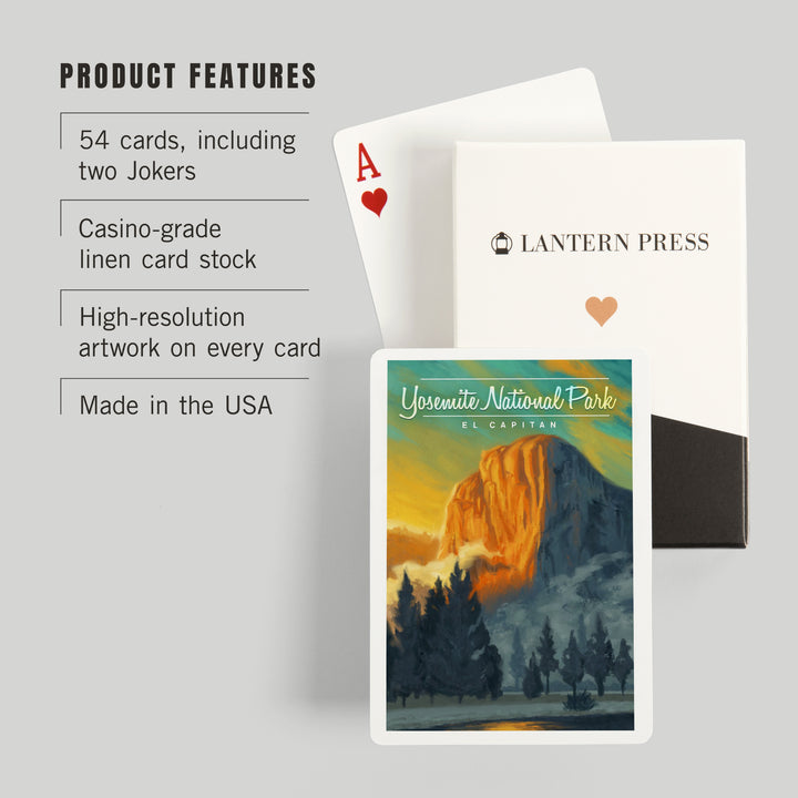 Playing Cards, Yosemite National Park, California, El Capitan, Oil Painting, 52 Card Deck with Jokers in Box, Unique Art