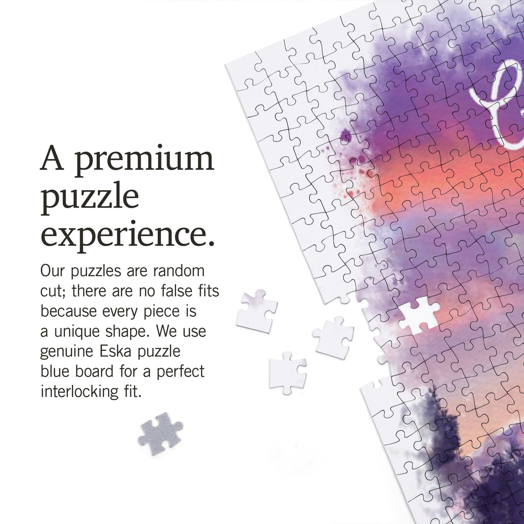 California, Watercolor Study, Purple Skies, Ski View, 1000 Piece Jigsaw Puzzle
