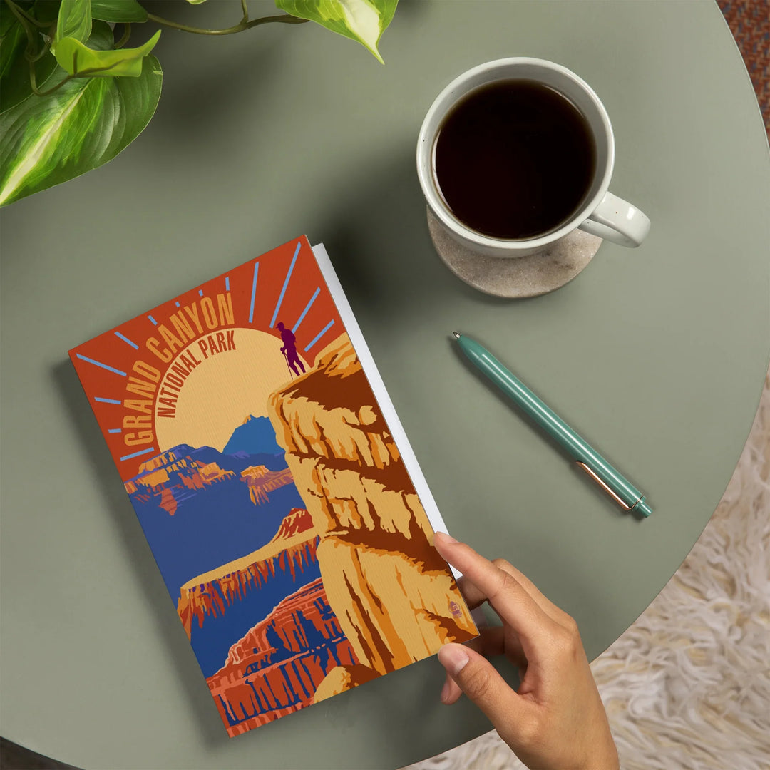 Lined 6x9 Journal, Hiker in Grand Canyon National Park, Psychedelic, Lay Flat, 193 Pages, FSC paper