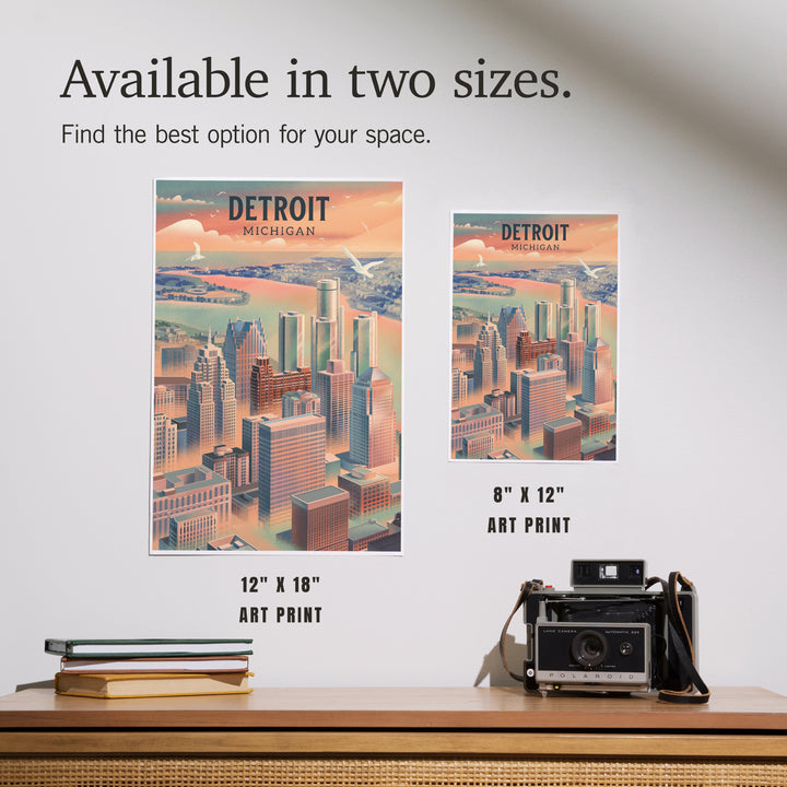 Detroit, Michigan, Lithograph City Series, Art & Giclee Prints