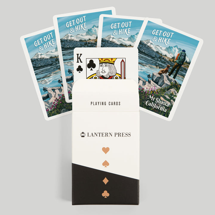 Playing Cards, Mt Shasta, California, Get Out and Hike, 52 Card Deck with Jokers in Box, Unique Art