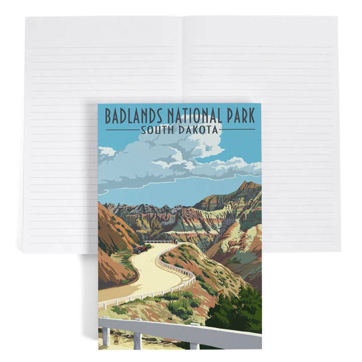 Lined 6x9 Journal, Badlands National Park, South Dakota, Road Scene, Lay Flat, 193 Pages, FSC paper