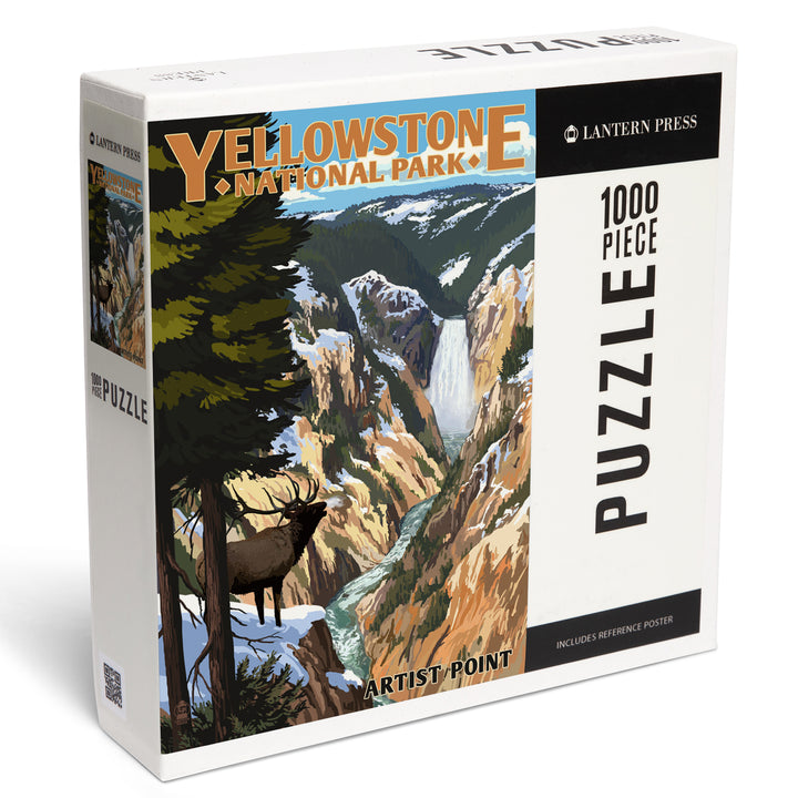 Yellowstone National Park, Wyoming, Artist Point and Elk, 1000 Piece Jigsaw Puzzle