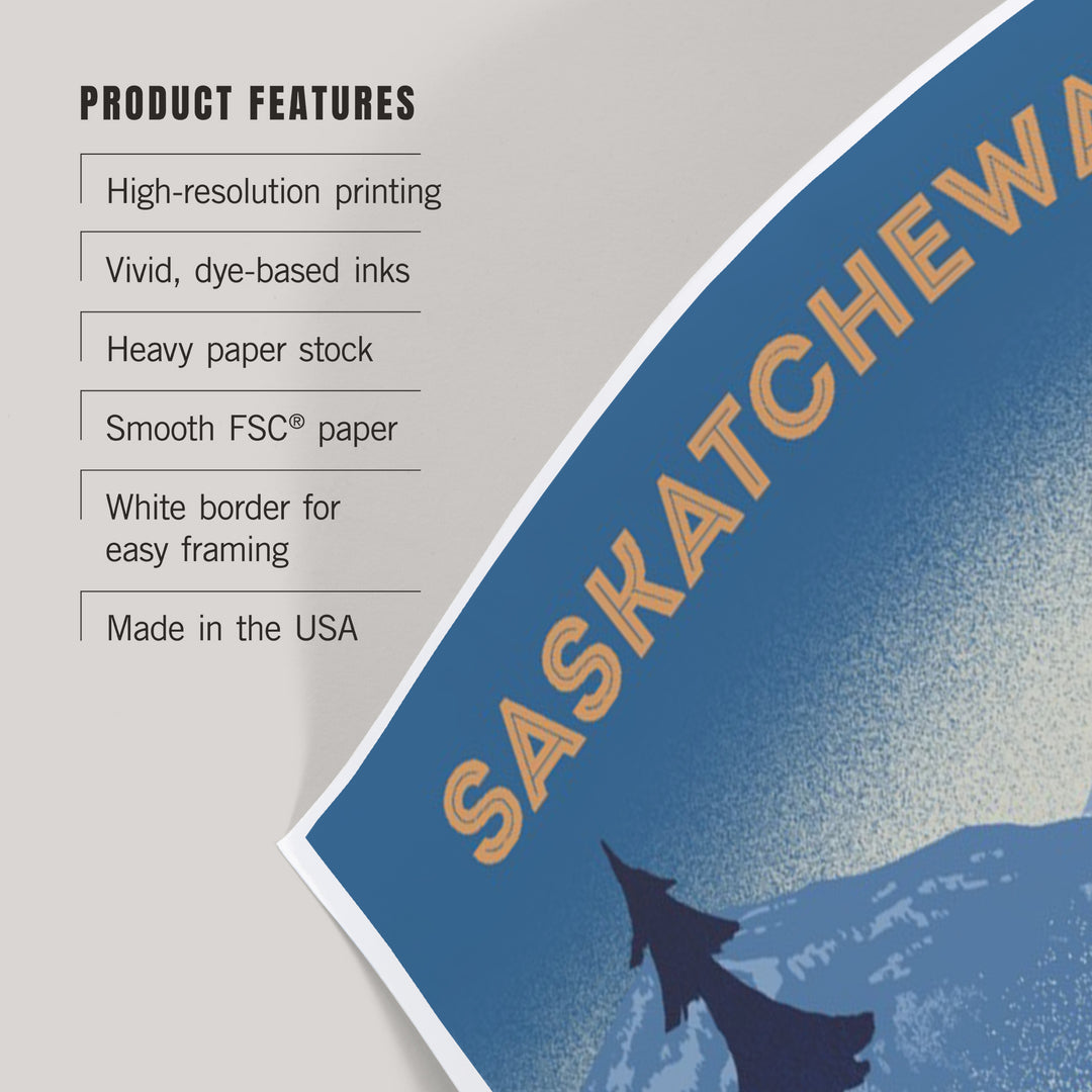 Saskatchewan, Lithograph, Elk and Mountains Scene, Art & Giclee Prints