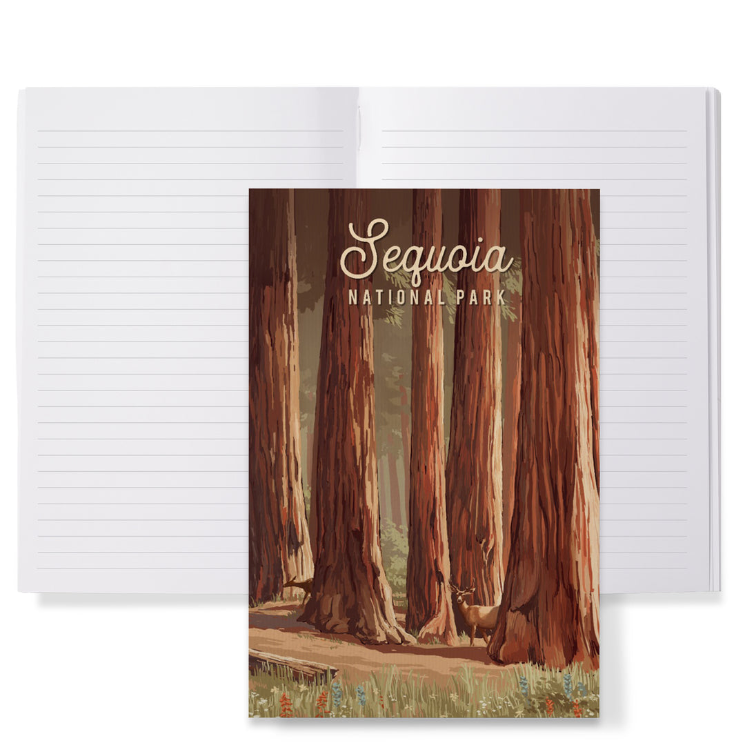 Lined 6x9 Journal, Sequoia National Park, California, Painterly National Park Series, Lay Flat, 193 Pages, FSC paper