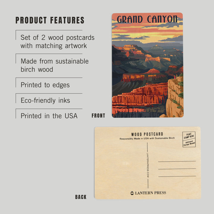 Grand Canyon National Park, Arizona, Sunset 53650, Wood Sign and Postcards