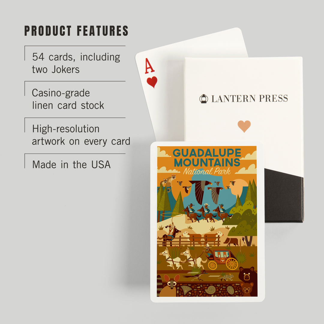 Playing Cards, Guadalupe Mountains National Park, Texas, Geometric, 52 Card Deck with Jokers in Box, Unique Art