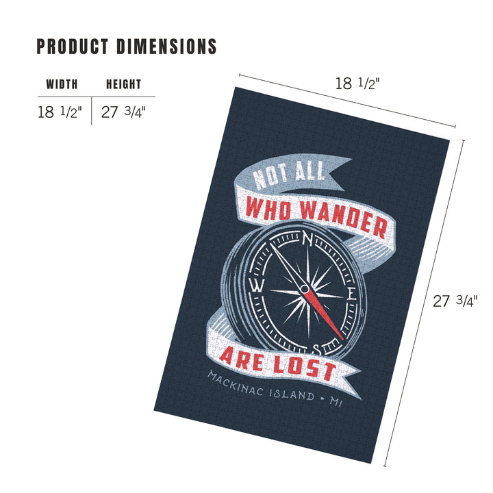 Mackinac Island, Michigan, Nautical Sayings Collection, Not All Who Wander Are Lost, Compass, 1000 Piece Jigsaw Puzzle