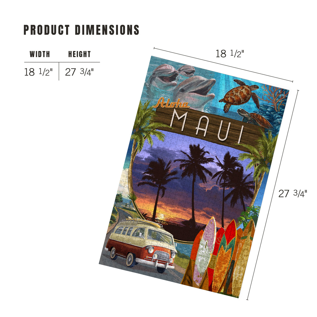 Maui, Hawaii, Montage with Camper Van, Jigsaw Puzzle