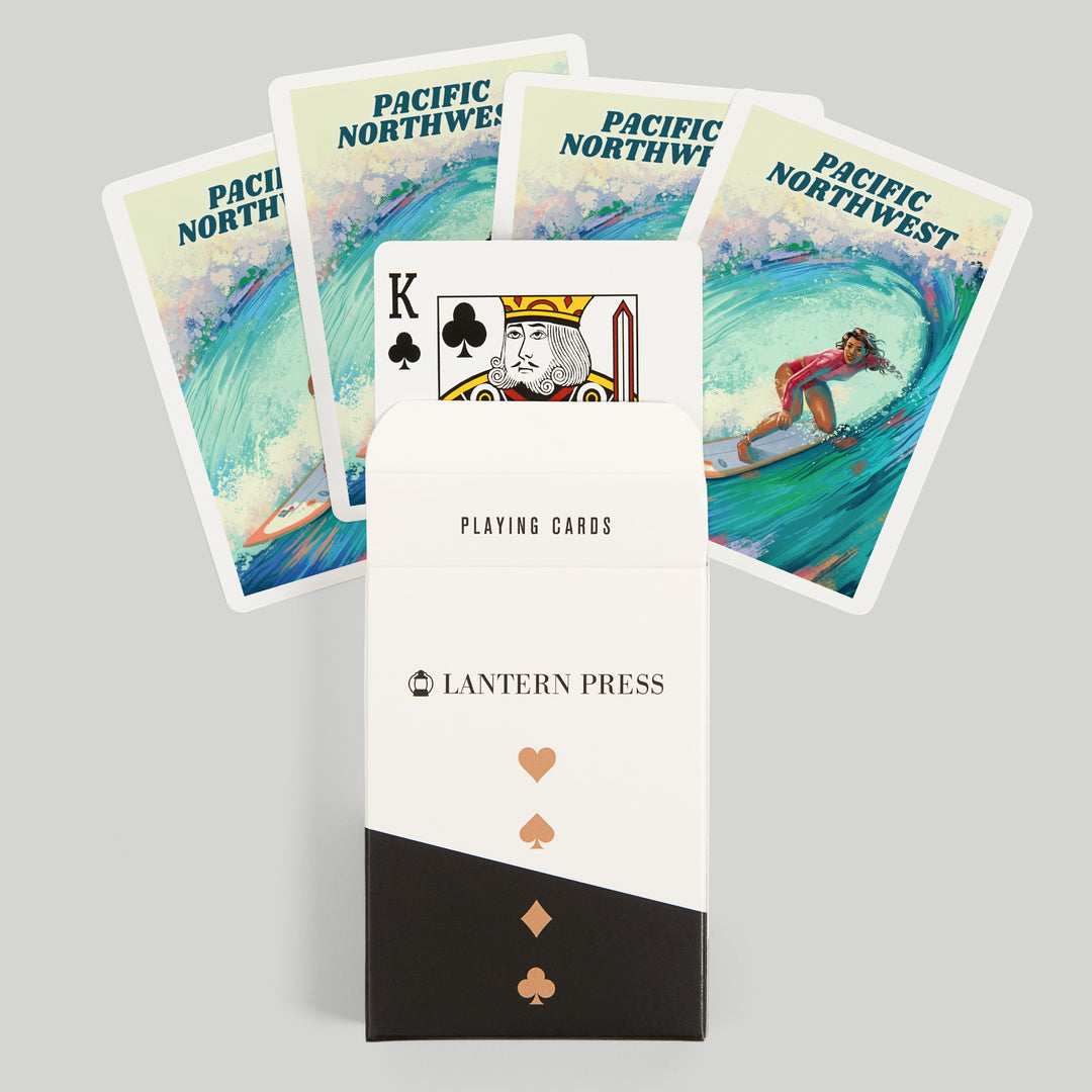 Playing Cards, Pacific Northwest, Vitamin Sea, Coastal Series, Surfer Girl, 52 Card Deck with Jokers in Box, Unique Art