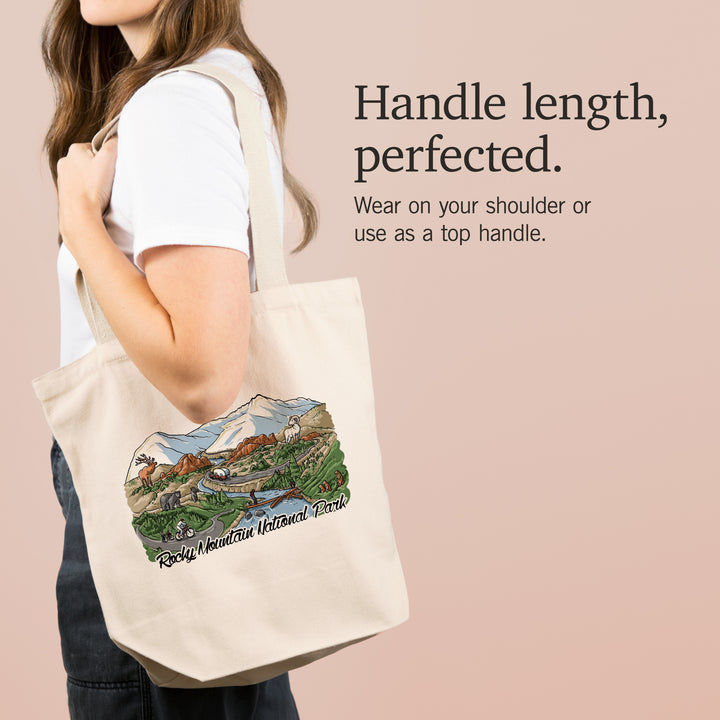 Rocky Mountain National Park, Colorado, Line Drawing, Tote Bag