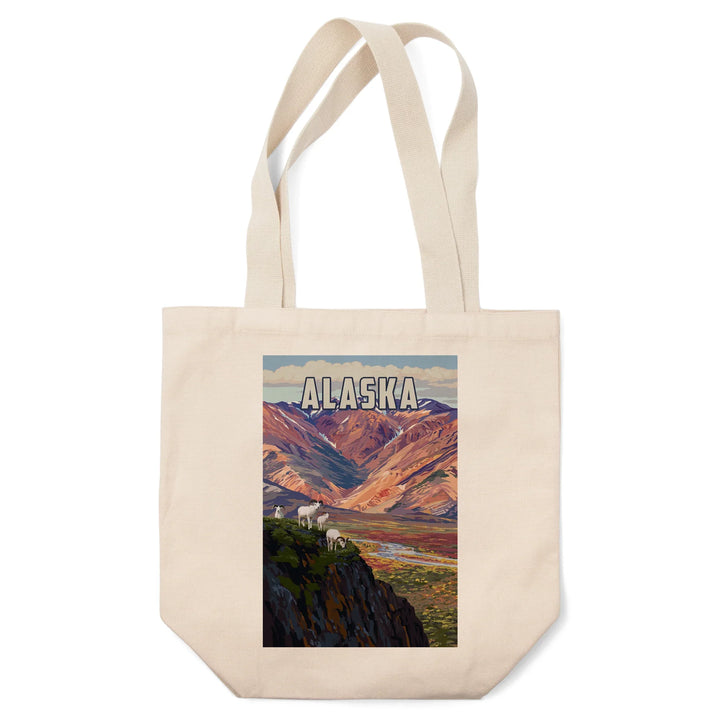Alaska, Painterly, Bighorn Sheep Heard, Tote Bag