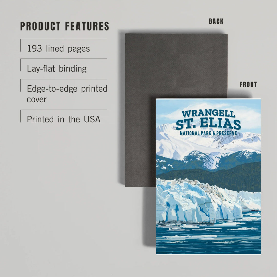 Lined 6x9 Journal, Wrangell-St. Elias National Park and Preserve, Alaska, Painterly National Park Series, Lay Flat, 193 Pages, FSC paper