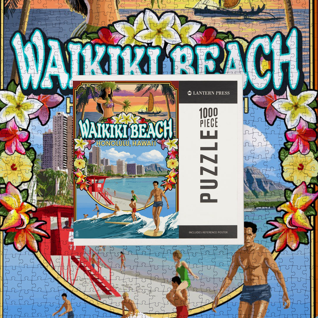 Waikiki Beach, Oahu, Hawaii, Scenes, Jigsaw Puzzle