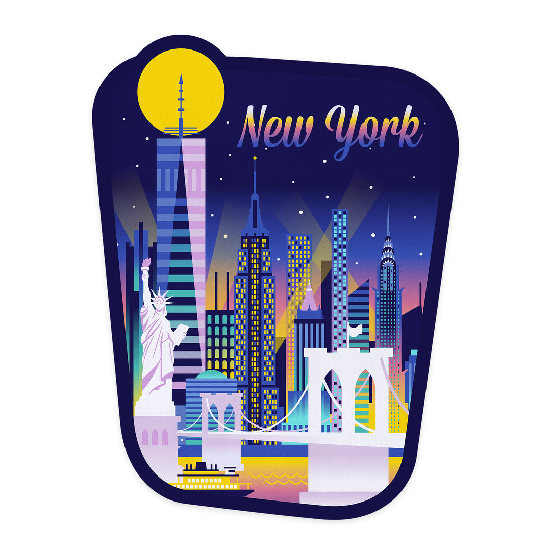 New York City, Retro Skyline Chromatic Series, Vinyl Sticker